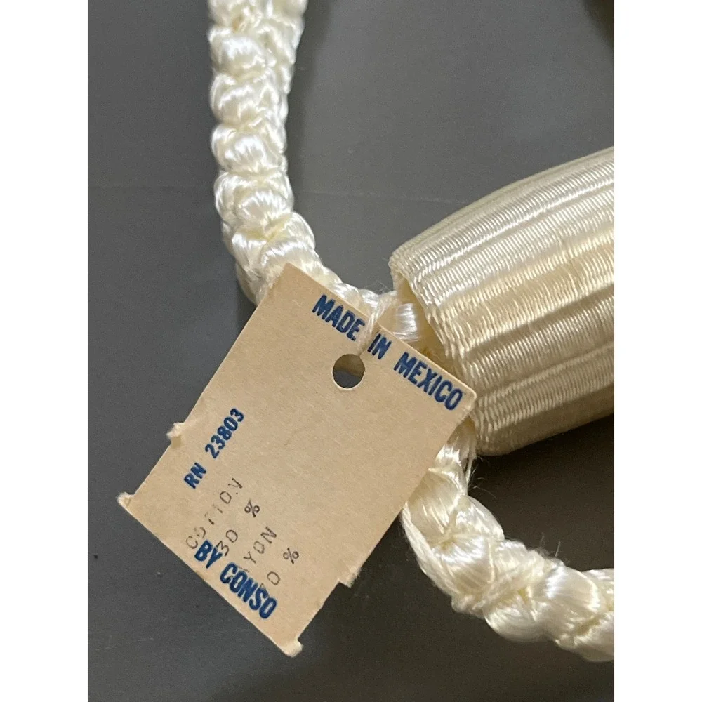 Vintage Conso 36 Inch Tassel Curtain Tiebacks Set of 2 Off White Rayon Cotton